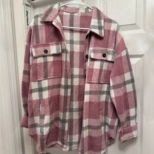 Pink and White Plaid Shacket